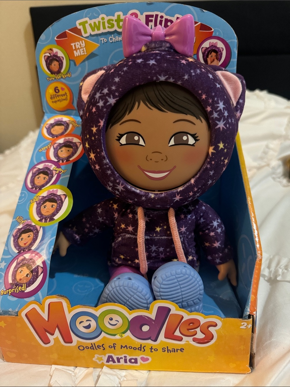Aria Moodles 6 different faces Doll in Purple Star Hoodie